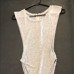 Grey side boob body suit